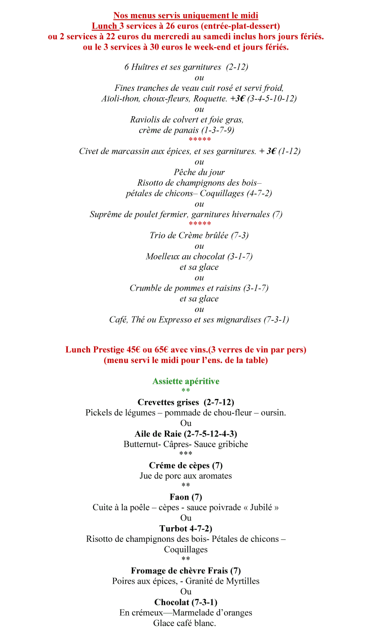 Menus et carte pour La Ferronnière Hôtel Restaurant gastronomique à