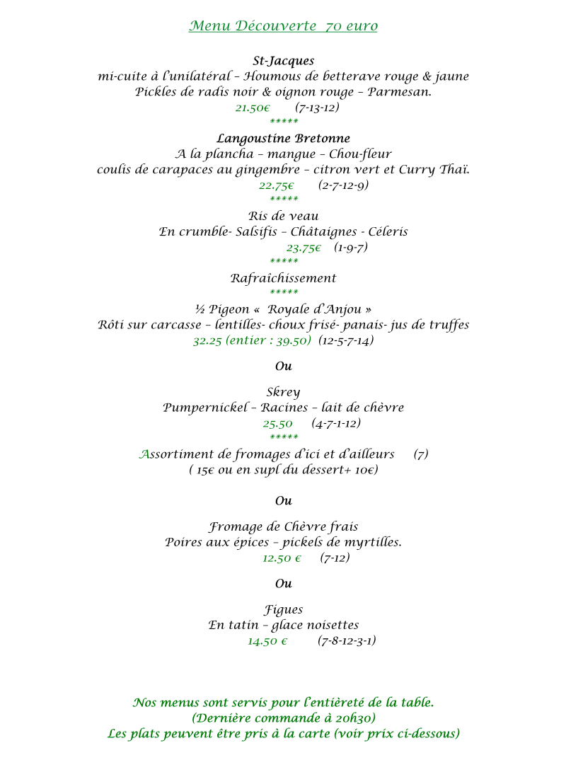 Menus et carte pour La Ferronnière Hôtel Restaurant gastronomique à Bouillon