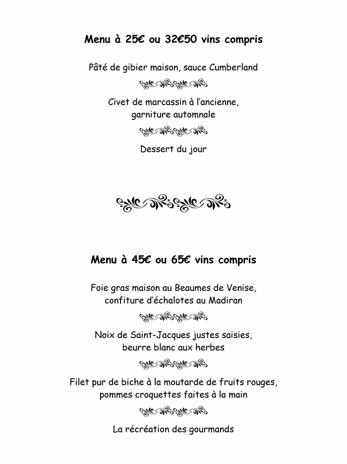 Menus et carte pour La Restaurant à SainteCécile