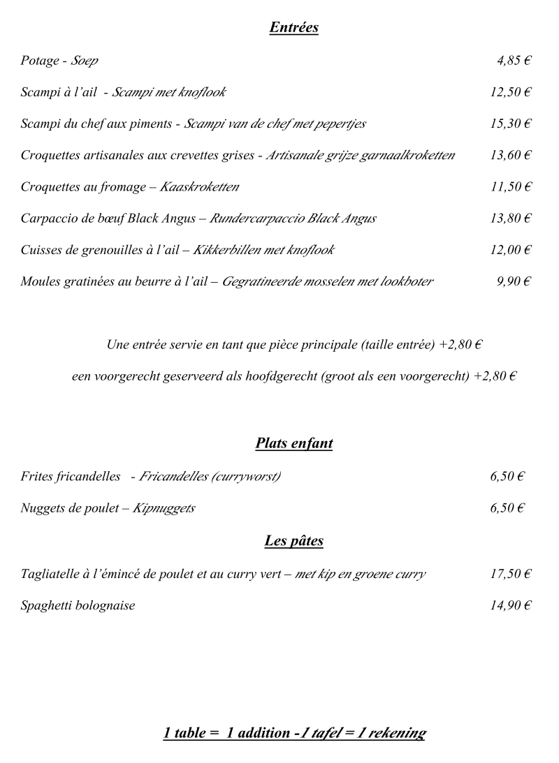 Menus et carte pour La Villa des Fleurs Restaurant Brasserie à Nadrin