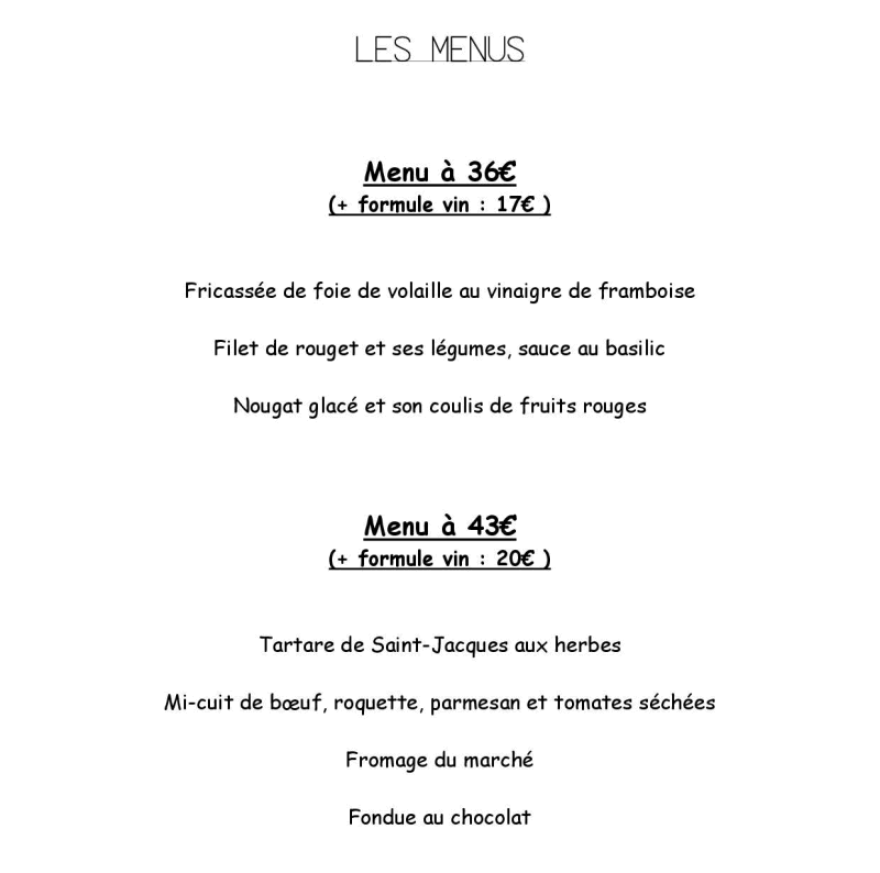 Menus et carte pour Le SaintGilles Restaurant à SaintHubert
