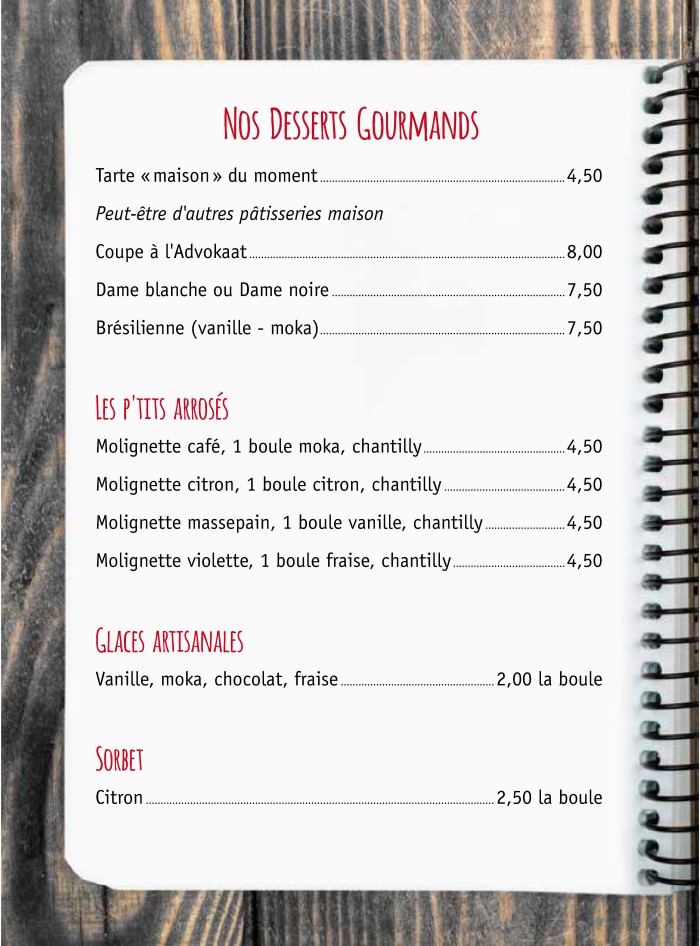Menus et carte pour Les Montagnards Restaurant à Sosoye