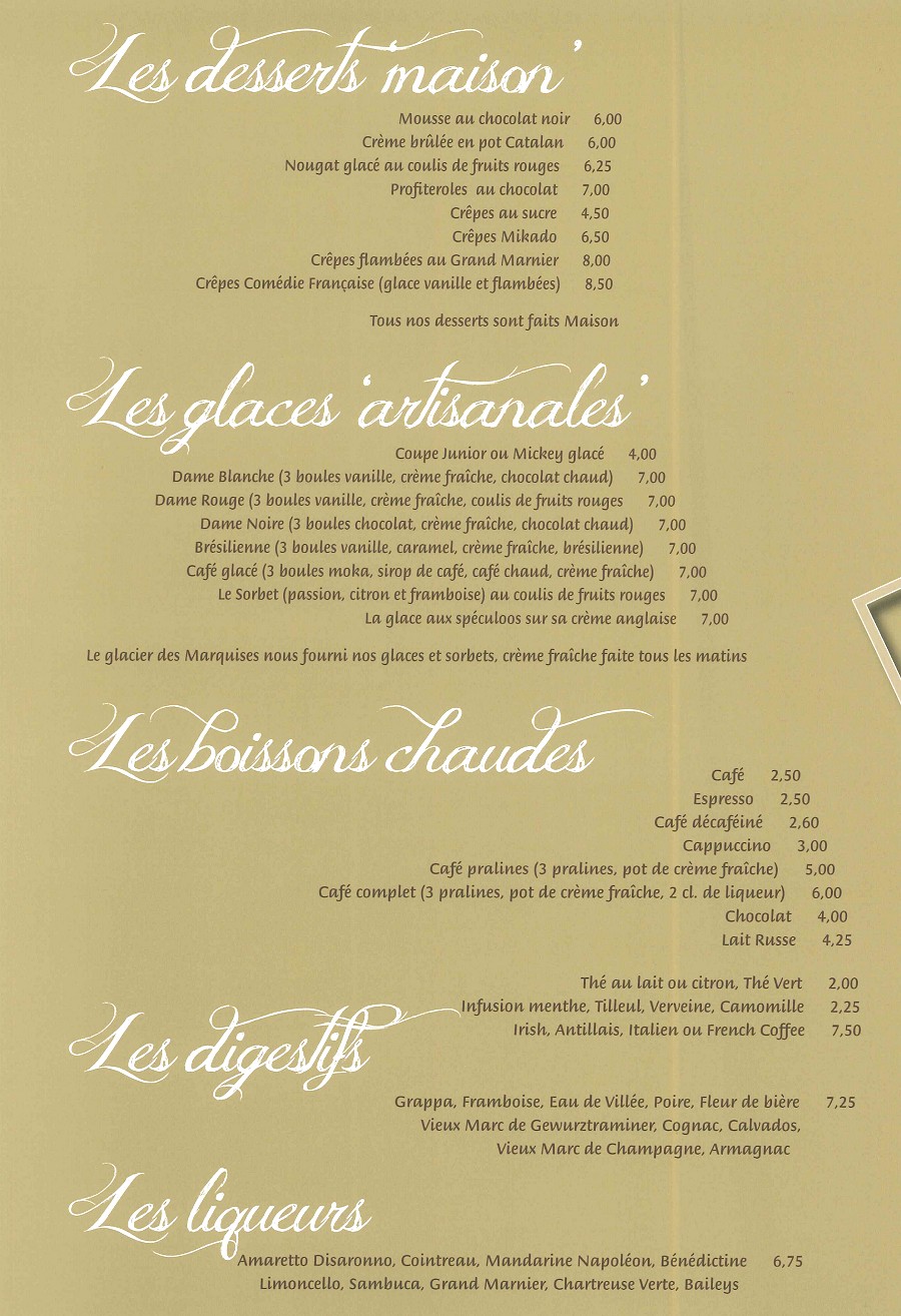 Menus et carte pour Brasserie Gaillard Brasserie Restaurant à Corbais