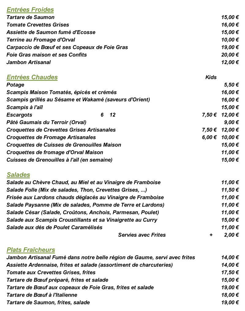 Menus et carte pour le relais des oliviers restaurant pizzeria 
