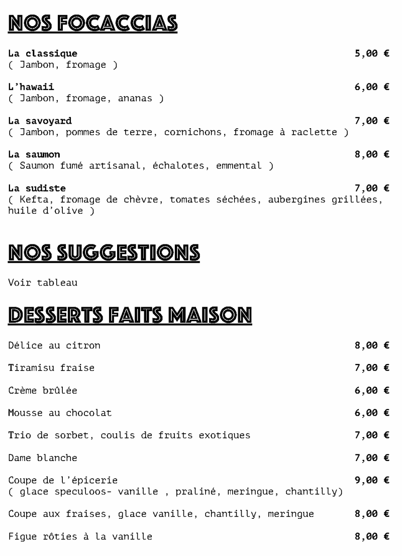 La table de l'épicerie