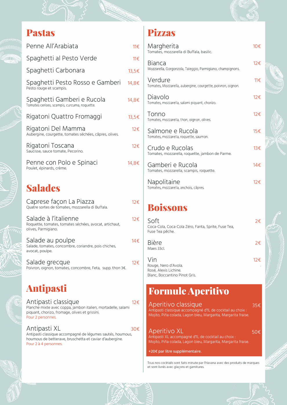 Menus en kaarten van La Piazza Restaurant in Namen